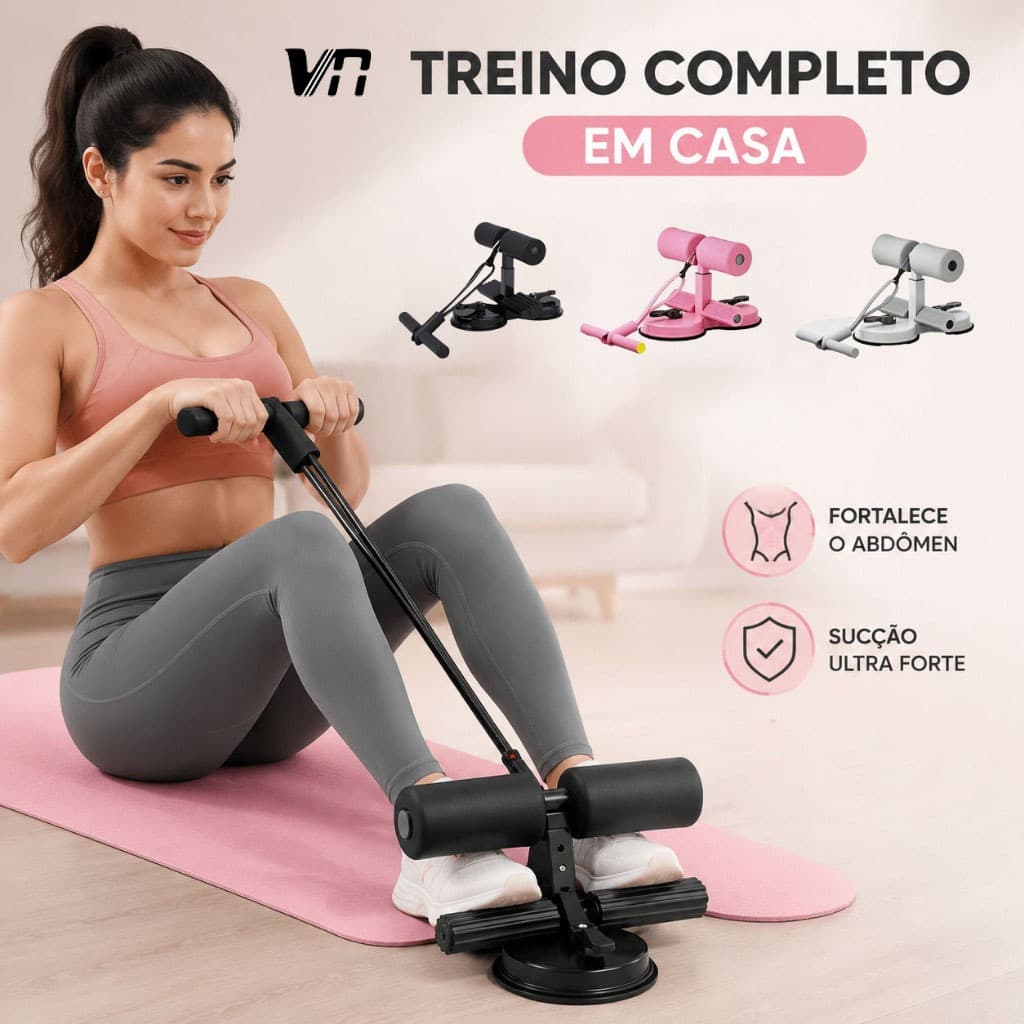 Treino Abdominal em Casa Aparelho com Ventosas Duplas Altura Ajustável Seguro Fácil de Usar JFQ