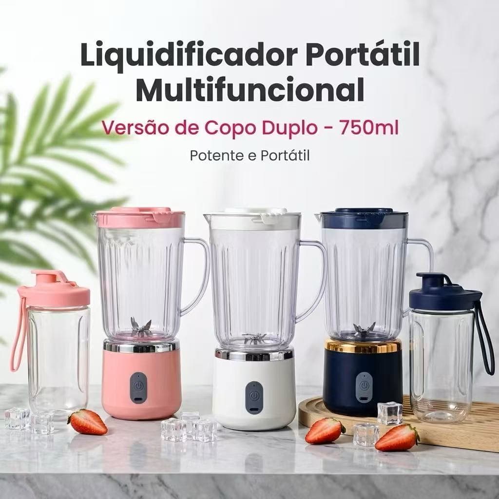 Mini Liquidificador Portátil Recarregável 4 lâminas USB 3 em 1 Suco, Smoothie, Shake