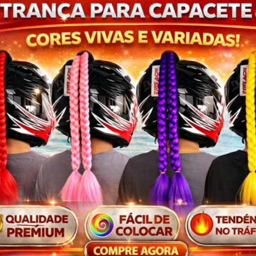 Tranças Para Capacete Fixa Moto 90 cm 50cm Grande Rosa Cinza Preto