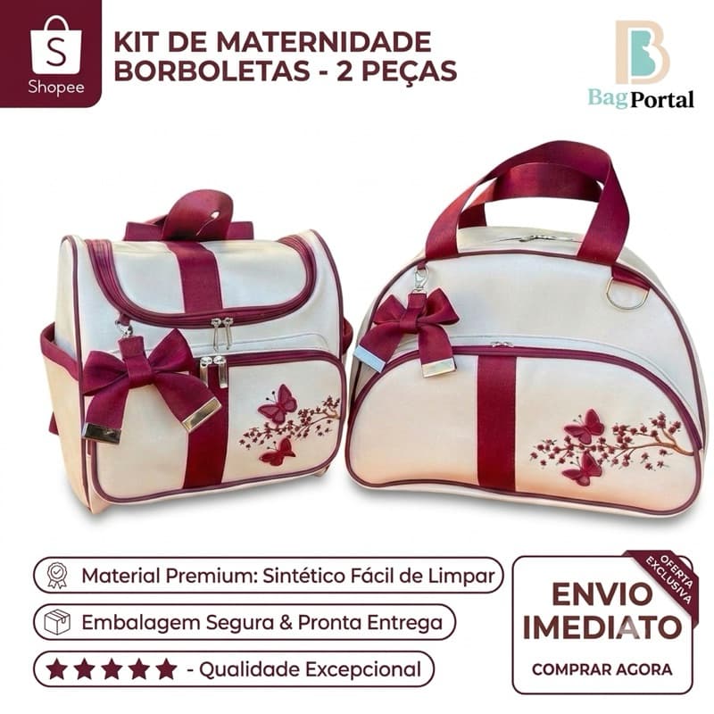 Kit Bolsa De Maternidade Bebê 2 Peças Mochila E Mala Menina Menino Envio Imediato