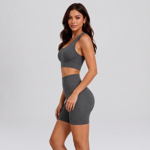 Conjunto Canelado Fitness - Cinza/Chumbo