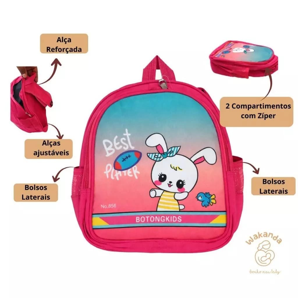 Mochila Escolar Creche Infantil Menino Menina Coelhinha