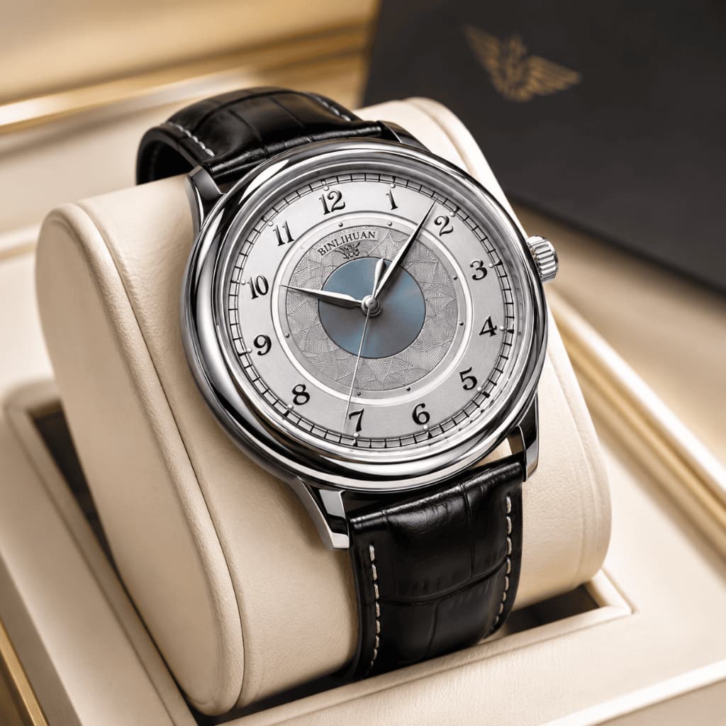 Relógio ORIGINAL BINLIHUAN Social Premium Analógico Quartzo Pulseira de Couro Elegante Executivo