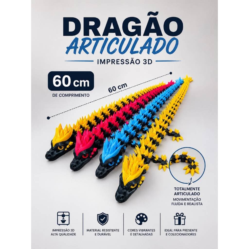 Dragão Articulado 3D – 60 cm