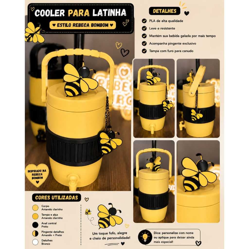 COOLER PORTA LATINHA 350 ML PERSONALIZADO COM ALÇA E TAMPA EM PLA.