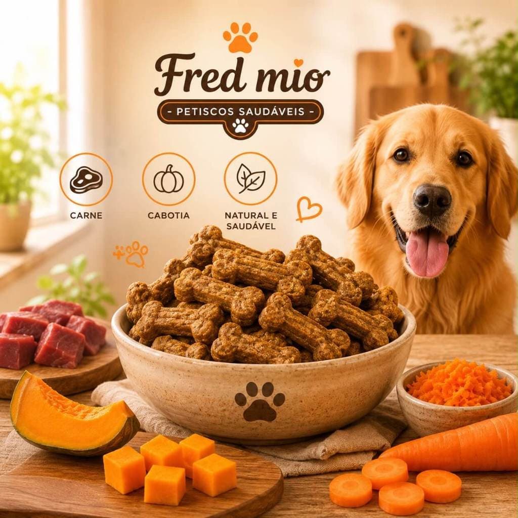 Petisco Natural Para Cachorro Fred Mio Carne E Cabotiá 95g Petisco Saudável Artesanal Sem Conservantes