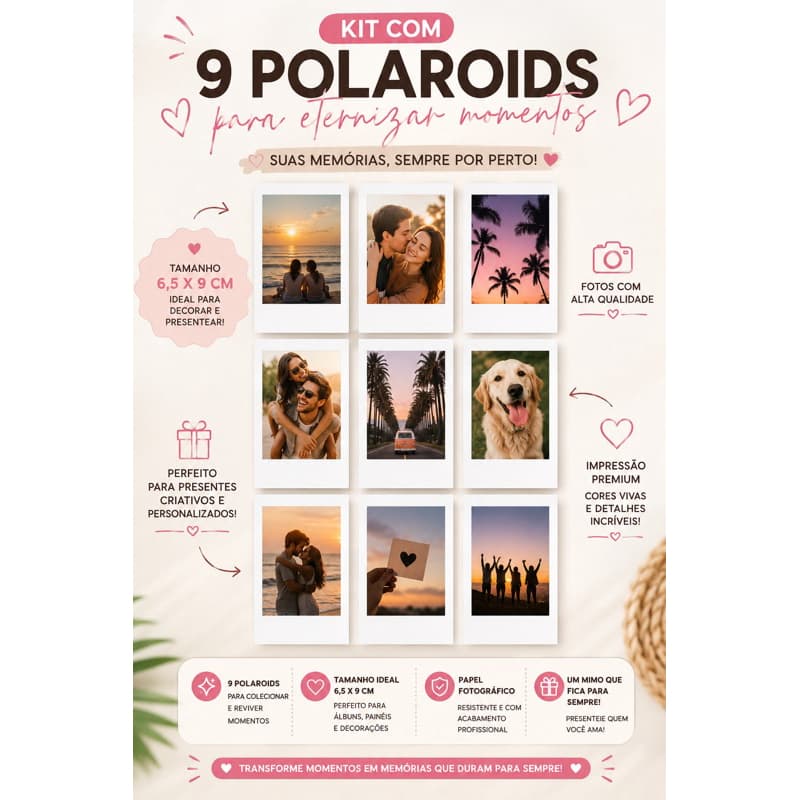Kit Fotos Polaroid Personalizadas 6,5x9cm com Envelope | Revelação de Fotos | Presente Criativo | Fotos Estilo Instax