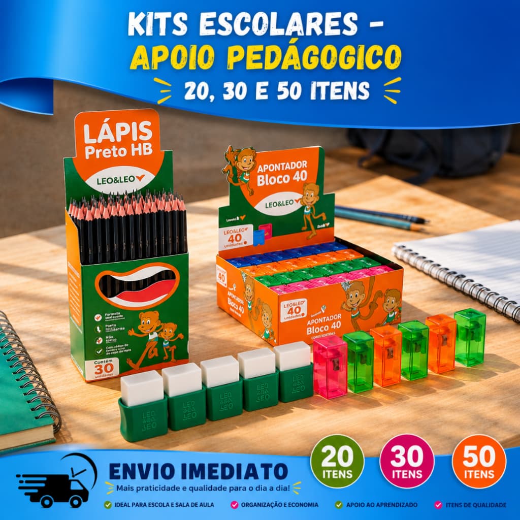 Kit Material Escolar Econômico Lápis Borracha Apontador Volta ás Aulas Reserva Para Professores e Escolas