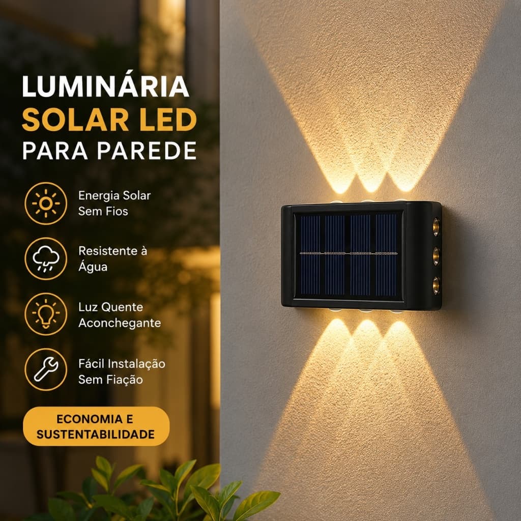Até 10 lâmpadas solares de parede para exteriores com LED. À prova d'água. Luz quente. Para iluminação de paredes