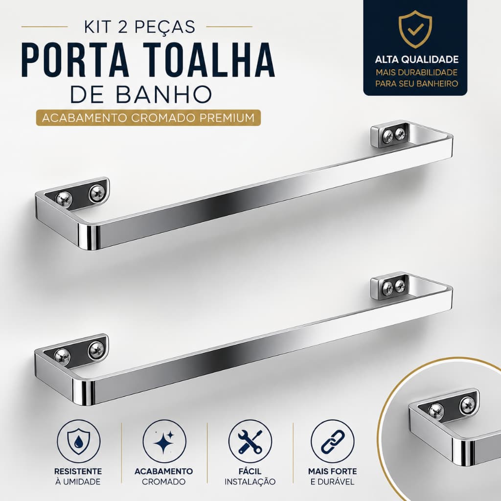 Kit 2 Porta Toalha De Banho Polido