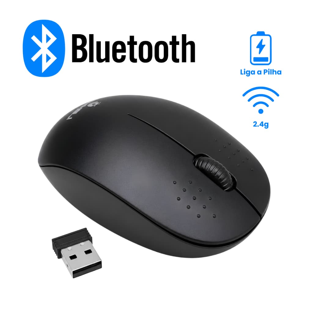 Mouse Wireless Bluetooth Sem Fio Led RGB Recarregável Silencioso