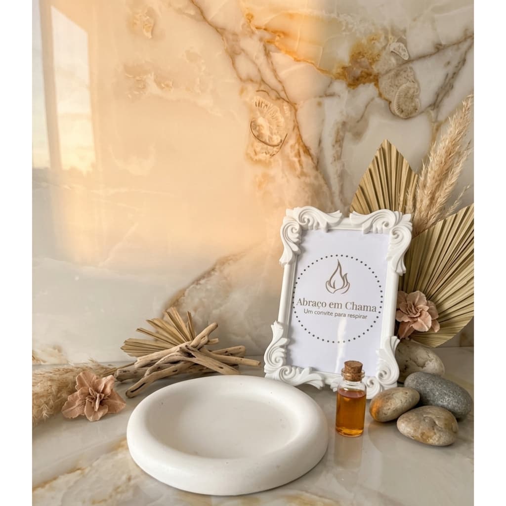 Bandeja Redonda Decorativa em Gesso | Porta Perfumes, Porta Joias | Decoração Minimalista Orgânica 14cm