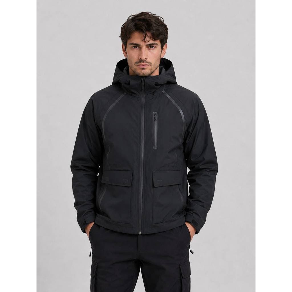 Jaqueta masculina inverno com capuz comprimento regular, zíper frontal bolsos mangas compridas,Corta vento