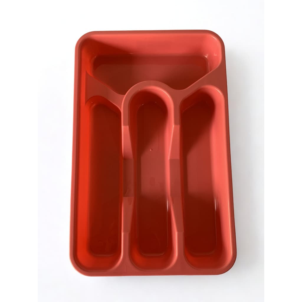 Porta Talheres Organizador de Gaveta 4 Divisórias em Plástico Resistente – Salmão
