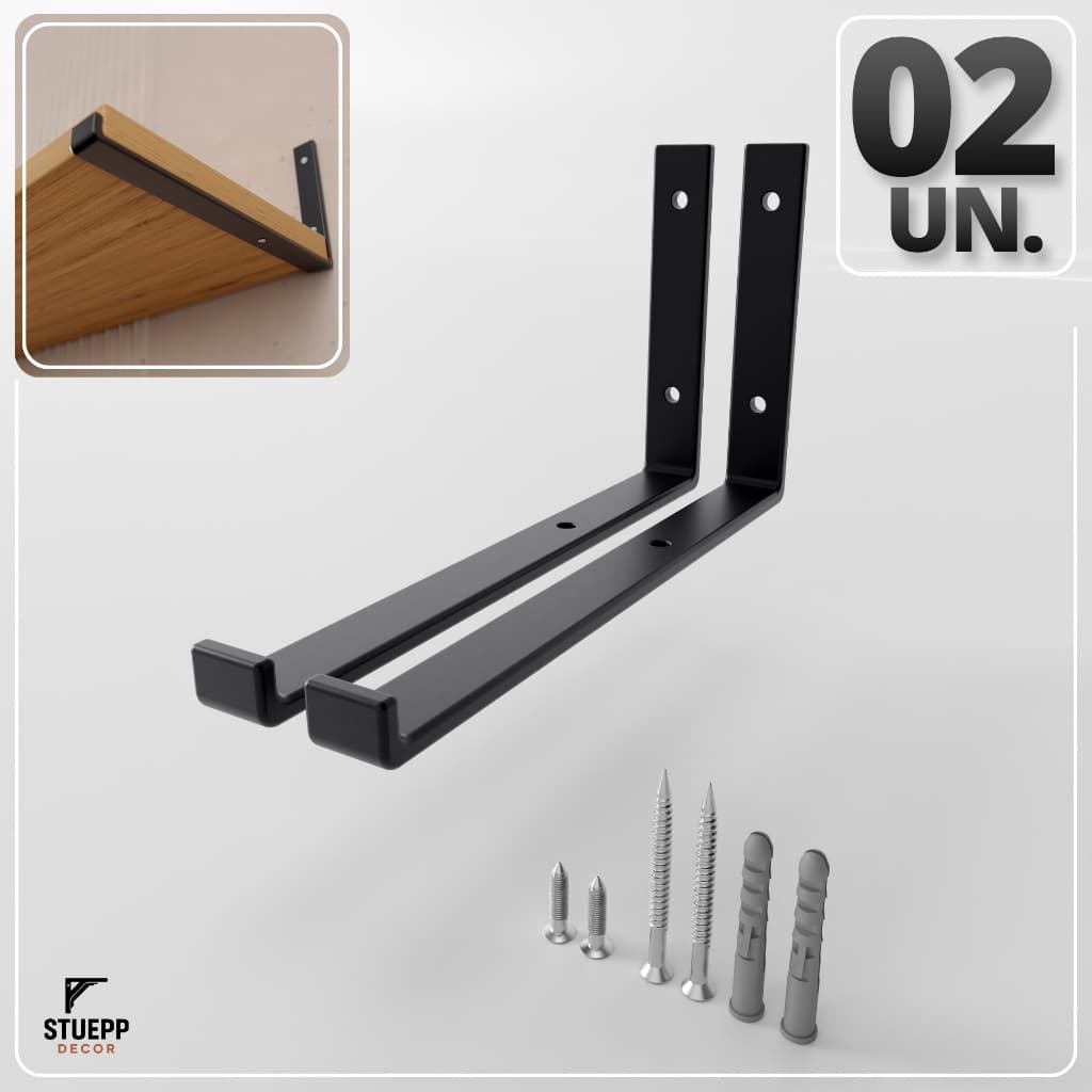 Mão Francesa Invertida 25cm Suporte de Ferro Industrial 2pç