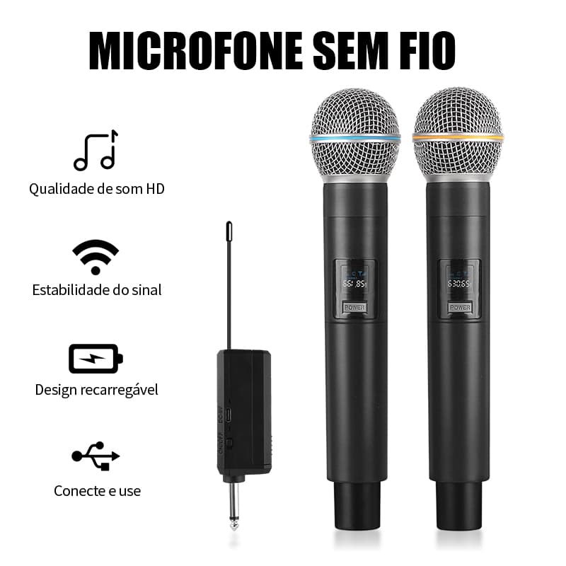 Microfone Profissional Sem Fio Cancelamento de Ruído Sinal Estável Para Palco Casamento Reuniões Palestras