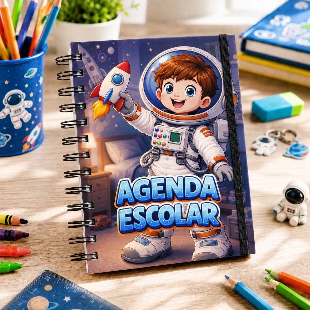 Agenda 2026 Astronauta Kids Infantil Planner Escolar Aula