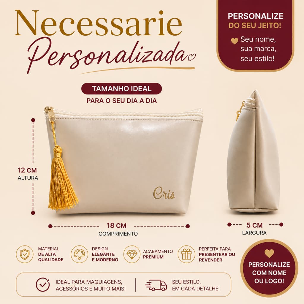 Necessaire Personalizada Kit com 50 unidades(várias cores)com inicial para casamento,madrinhas,noiva,aniversário
