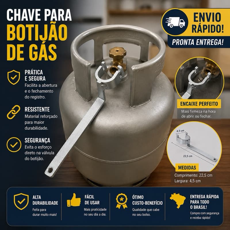Chave para Botijão de Gás – Abertura Fácil e Segura