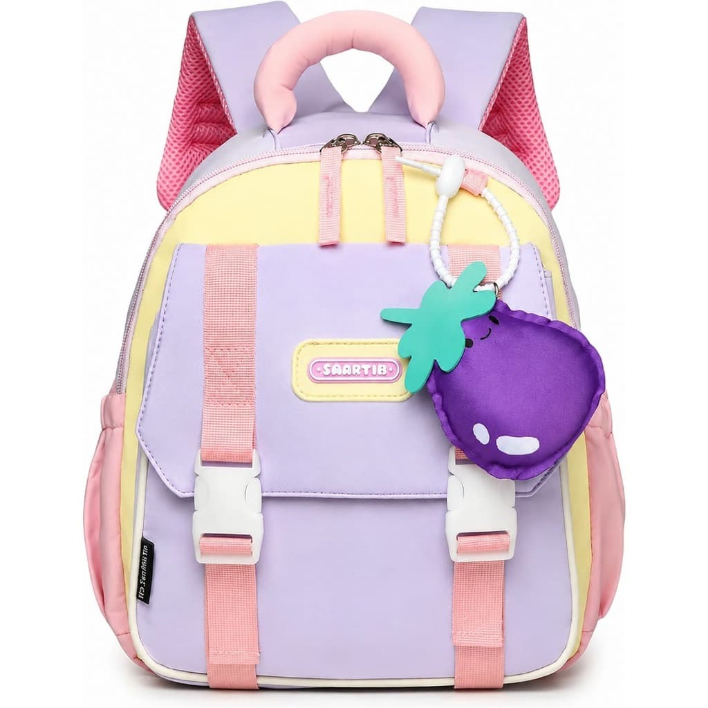 Mochila Escolar Infantil Grande Capacidade com Pingente Alças Ajustáveis Fivela Peitoral para Escola Passeios e Viagens