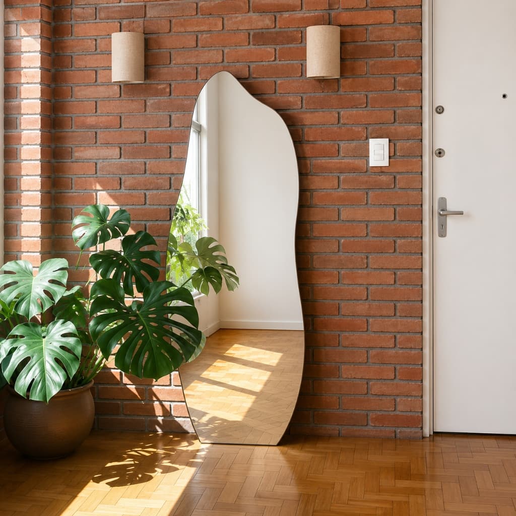 Espelho Orgânico Flame 80x50 cm – Corpo Inteiro Tendência Pinterest Quarto Sala Banheiro