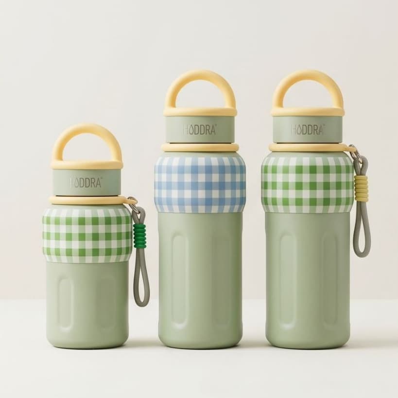 Garrafa Térmica Fofo Inox 800ml/600ml Parede Dupla SUS316 com Acabamento em Silicone Antivazamento