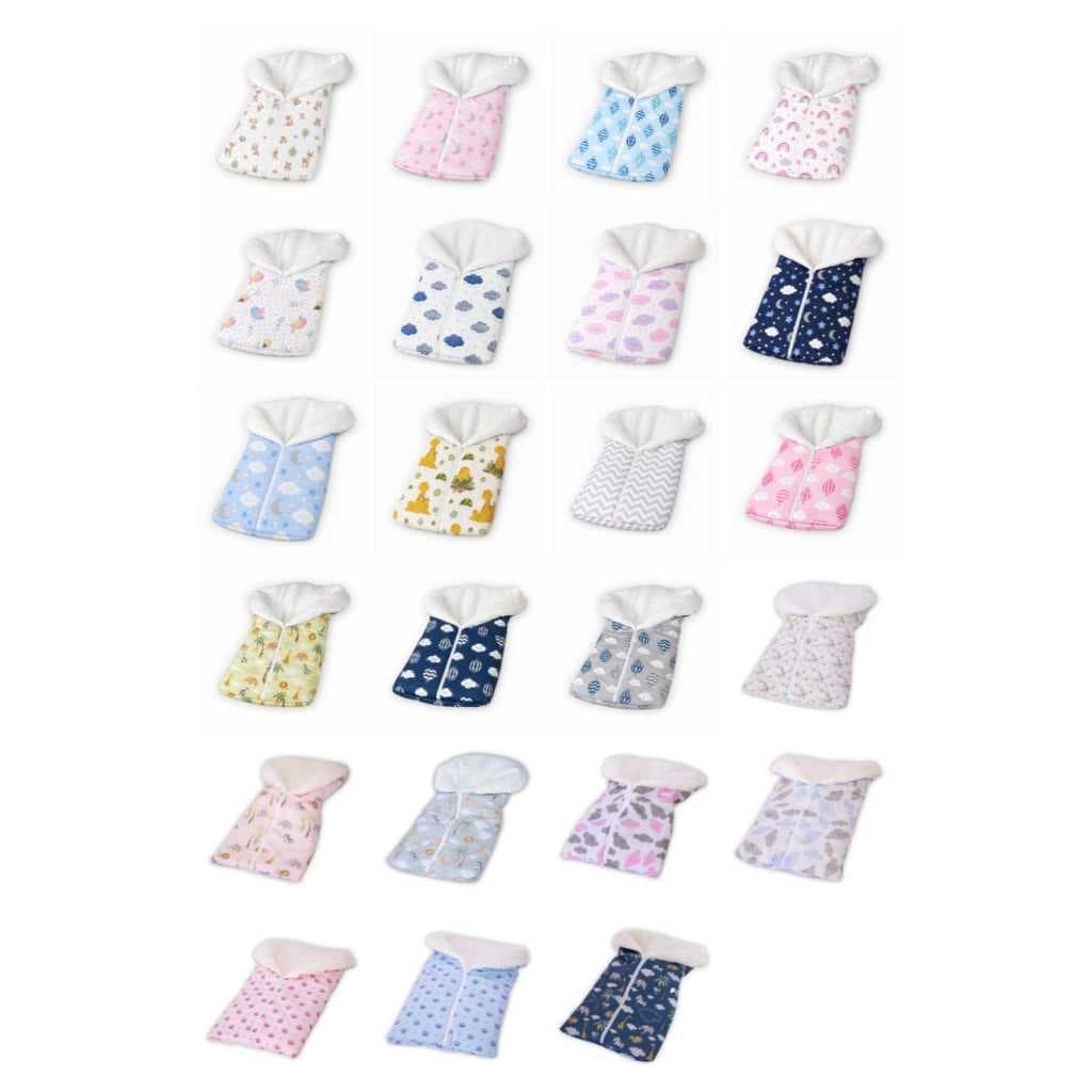 Saco de Dormir Bebê Sherpa Felpudo com Zíper Percal Algodão 60x35cm Unissex ⭐