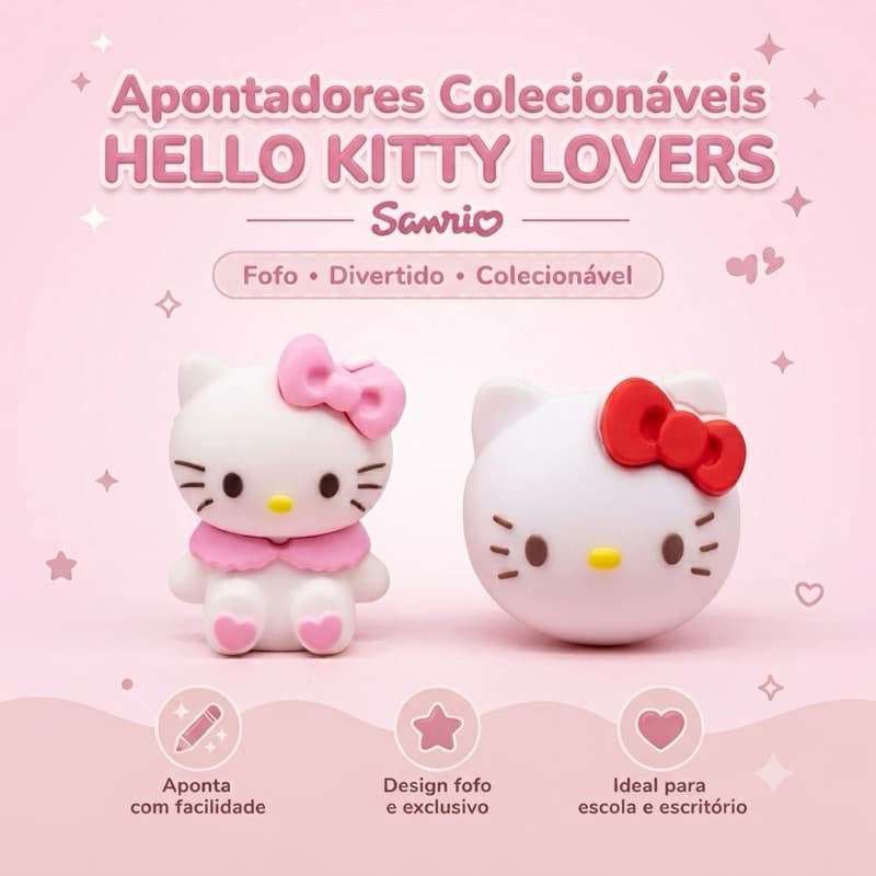 Apontador 3D Hello Kitty Lovers colecionáveis Sanrio papelaria fofa divertida Kawaii presente infantil personagem