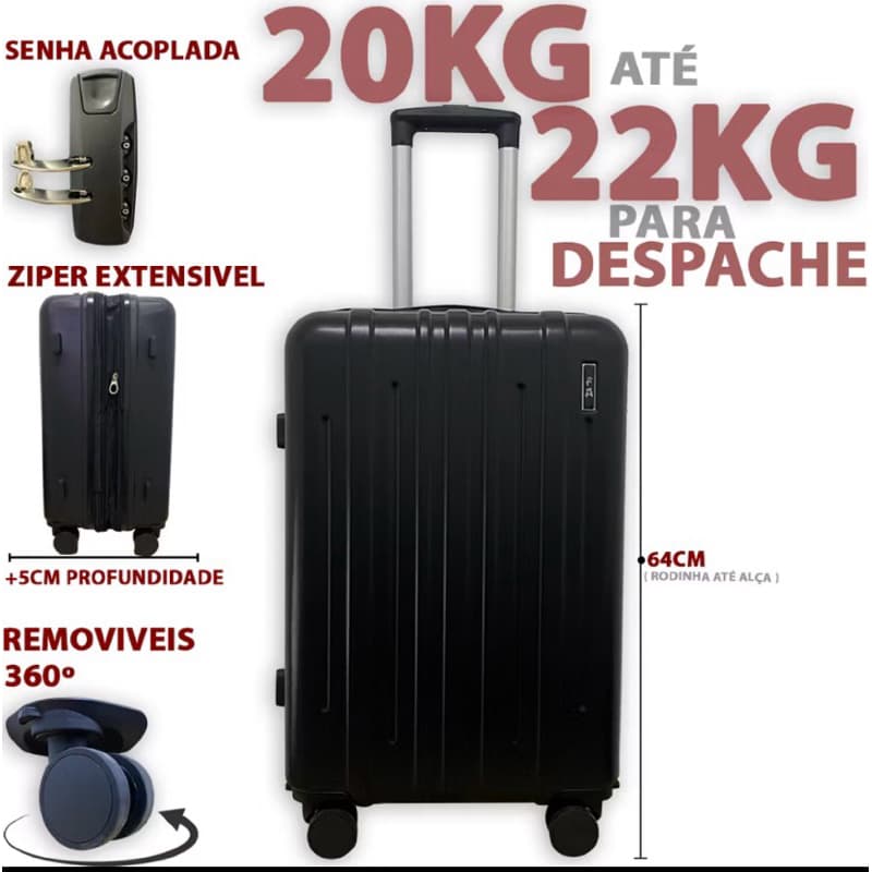 Mala de viagem 20kg-22kg nova abs despchar mala media 23kg com rodinhas roda 360 graus