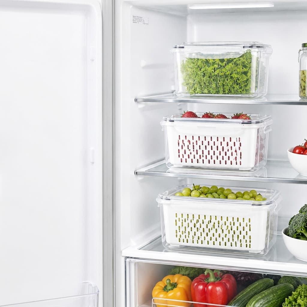 Kit 3 Organizadores Geladeira 850ML/1750ML/3300ML Alimentos Vegetais Caixa Organizadora