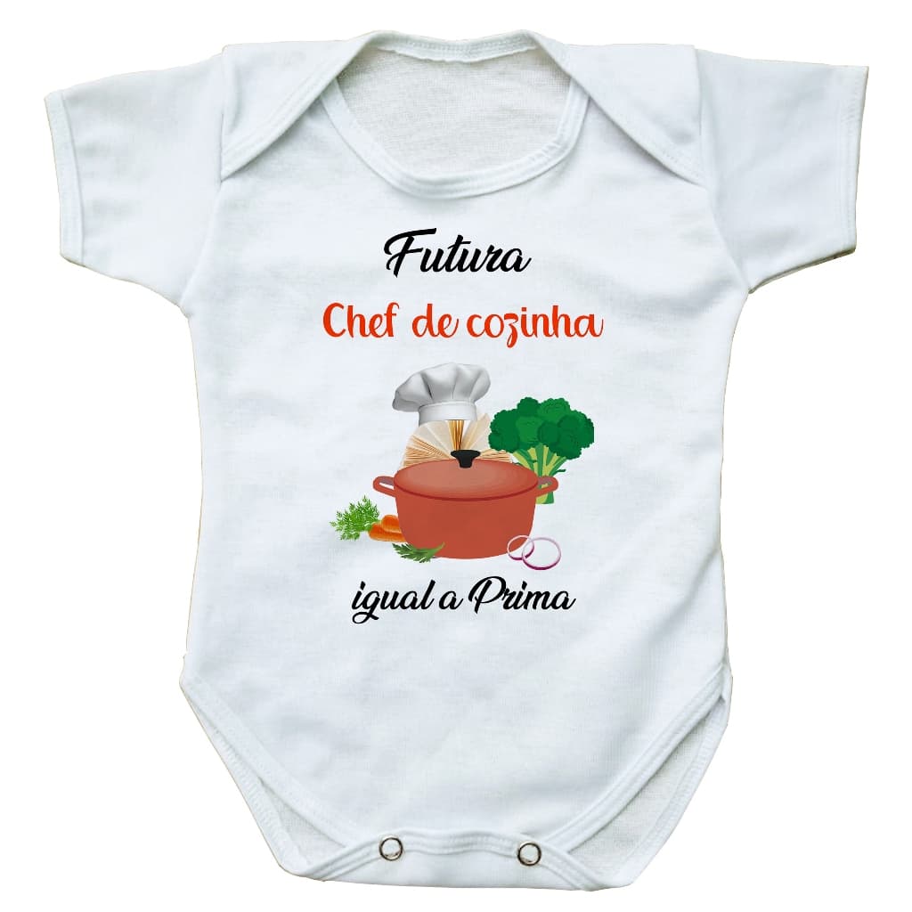 body bebe roupinha infantil futura chef de cozinha igual a prima presente profissão