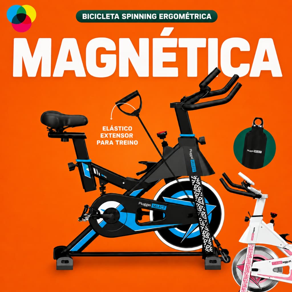 Bicicleta Spinning Ergométrica Magnética Sensação de 20Kg de Inércia Profissional 150Kg 2m de altura