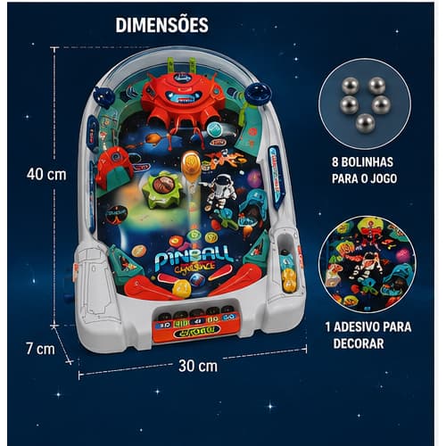 Jogo Pinball Espacial Infantil Bolinhas Coloridas Diversão Educativo Crianças