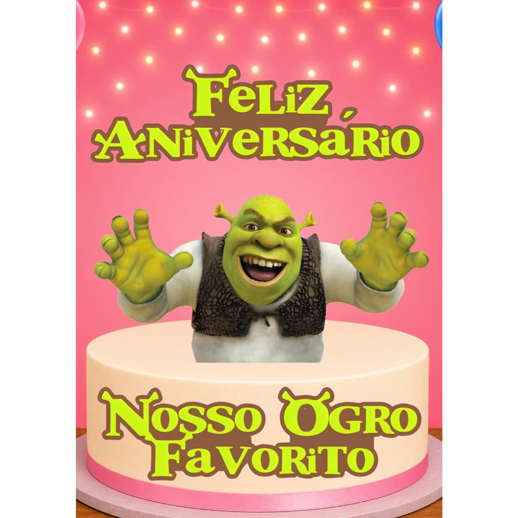 Topo de Bolo Topper Personalizado com Nome e Idade - Sherk Fiona ENVIO RÁPIDO