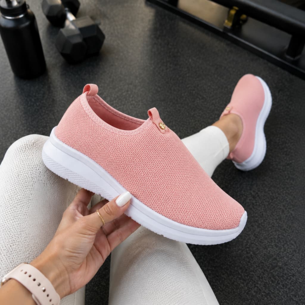 Sapato  Tenis Feminino Calce Facil Sem Cadarço Leve Caminhada Trabalho Confortável