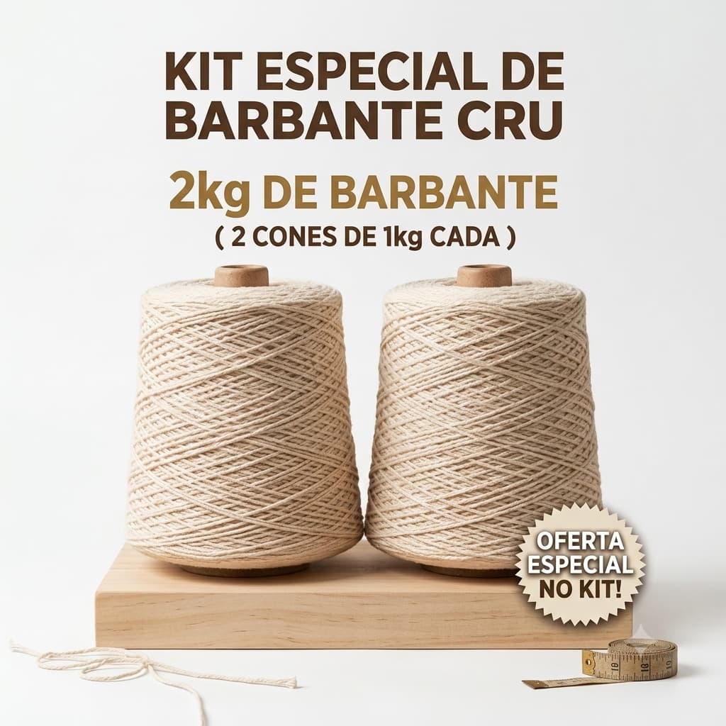 Kit Barbante Cru 2kg ( 2 Unidades de 1kg Cada ) Linhas de Crochê