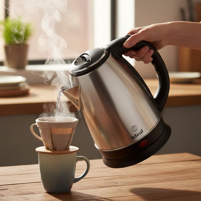 Chaleira Elétrica Inox Automática 1,8L 110W 220W Desligamento Automático Ferve Rápido Bule Oferta
