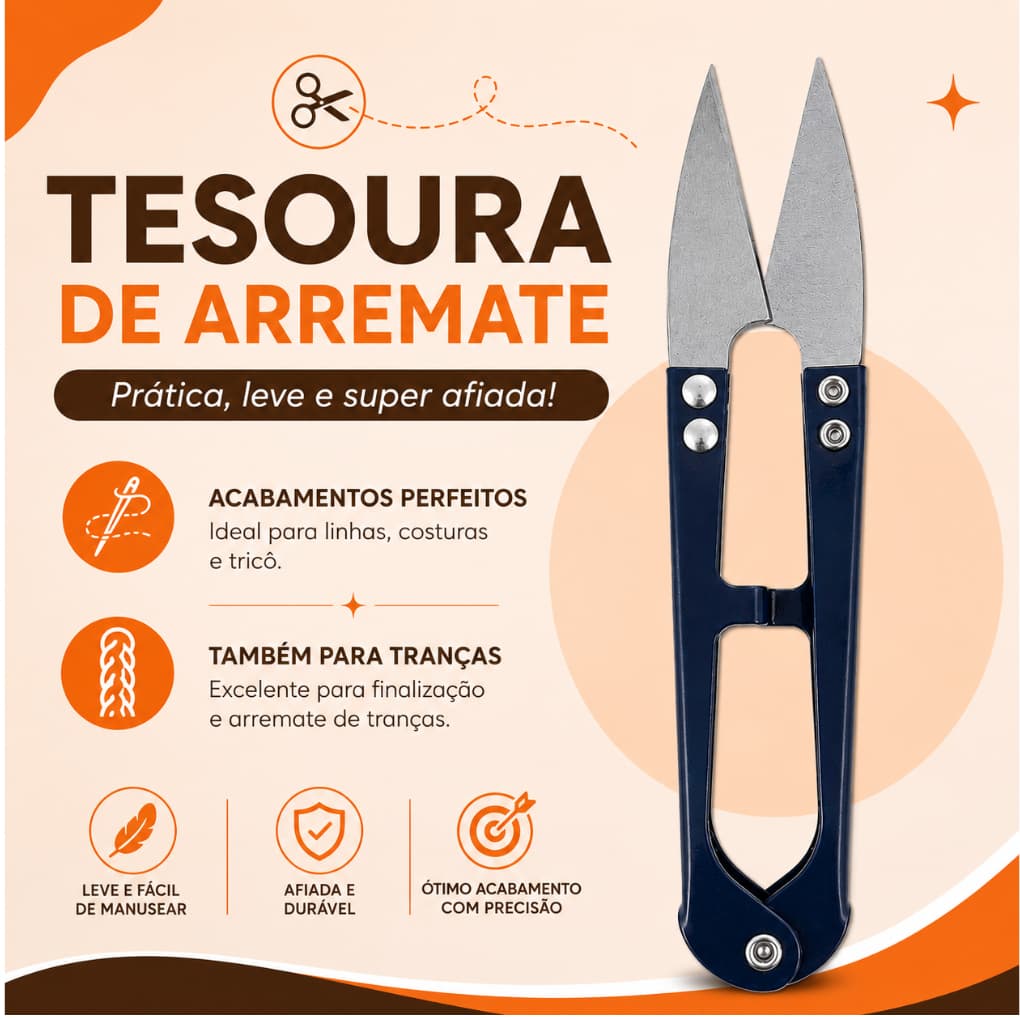 Tesoura De Arremate Para Acabamento Corte Costura Pontas Linhas Tecidos Profissional