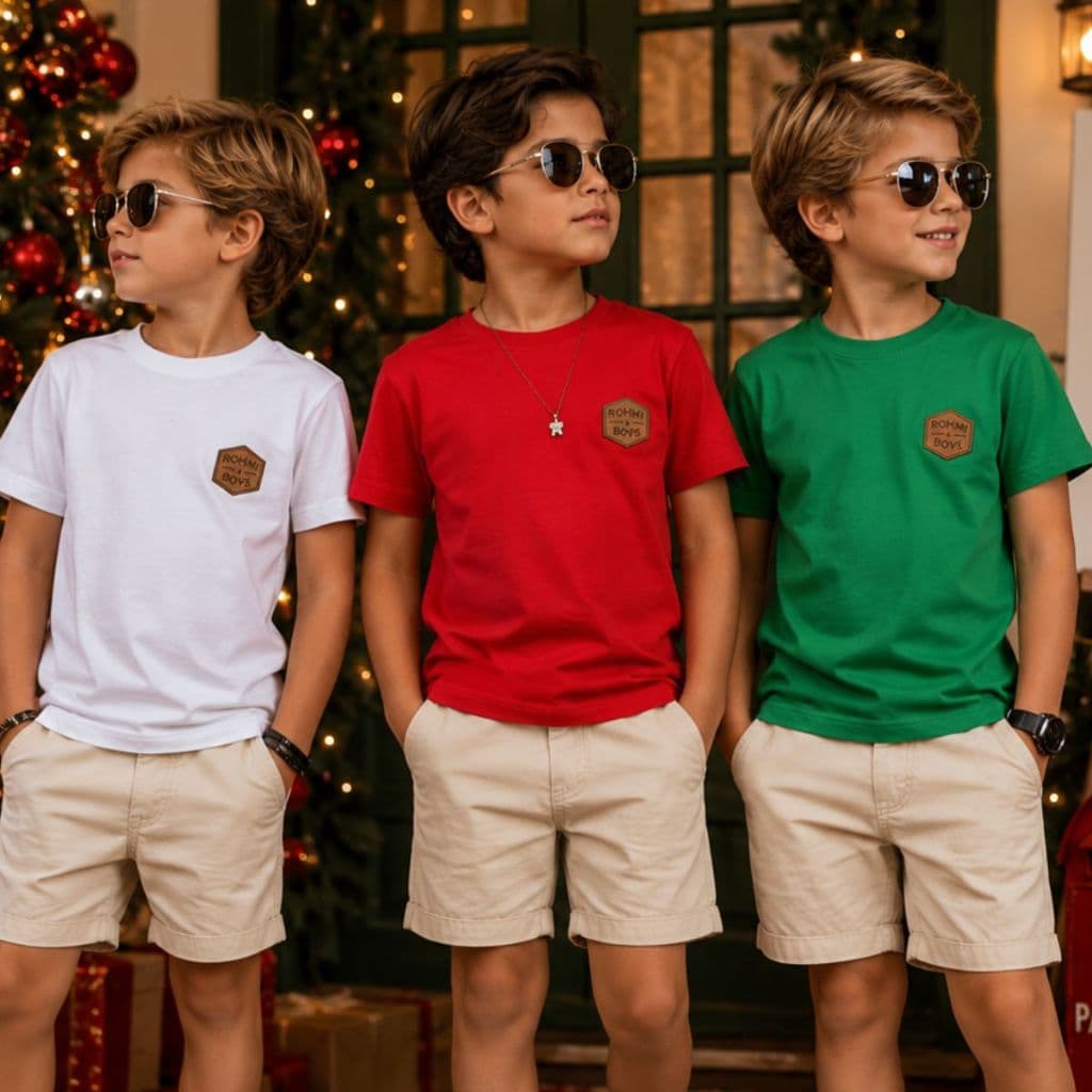Camiseta Infantil Menino Natal e Ano Novo 100% Algodão Premium | Blusa Infantil Masculina | Roupa Infantil Natal