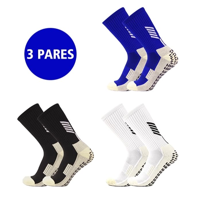 Kit 3 Meias Esportivas Profissionais Antiderrapantes para Academia e Exercicios ao Ar Livre