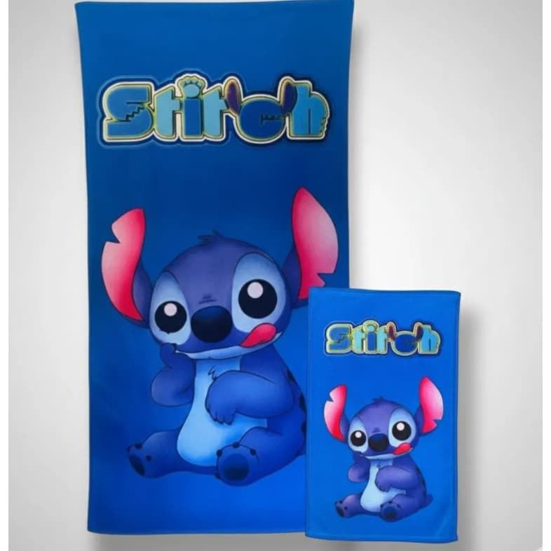 Kit Toalha De Banho + Toalha De Mão Infantil Stitch
