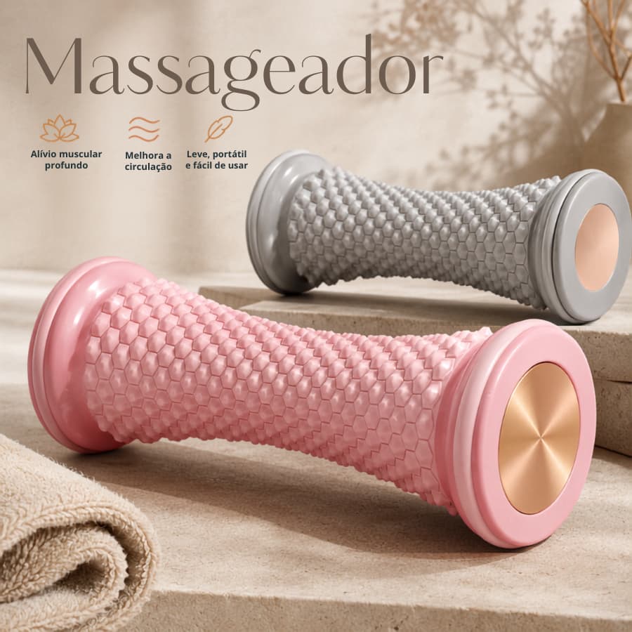 Massageador para Pés Rolo Reflexologia Alívio Dor Muscular Relaxamento Liberação Miofascial