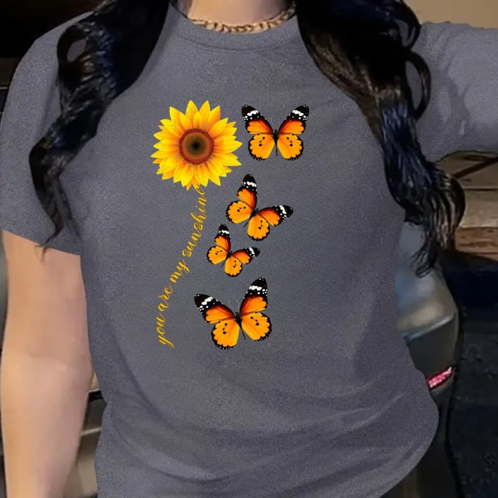 Camiseta Feminina Estampa BORBOLETAS Blusa 100% Algodao Malha Premium Camisa Importada Do P ao GG Envio Imediato