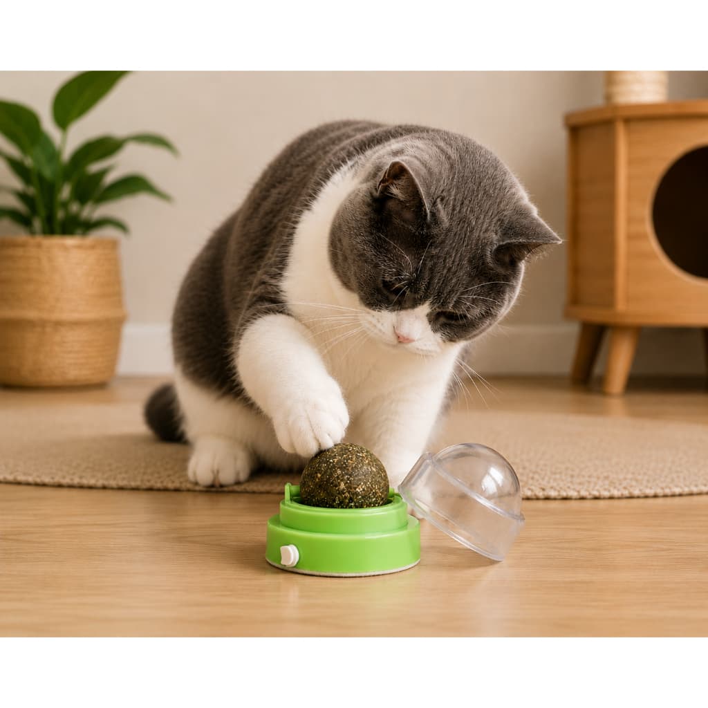 Brinquedo Bolinha Catnip Erva do Gato com Adesivo de Parede