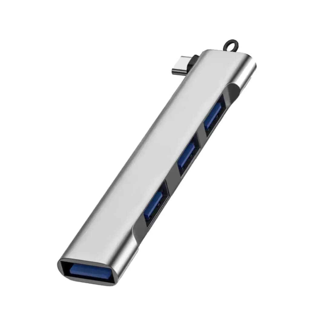 Hub USB-C 4 Portas 3.0 – Transferência Rápida 5Gbps para Celular, Tablet e PC
