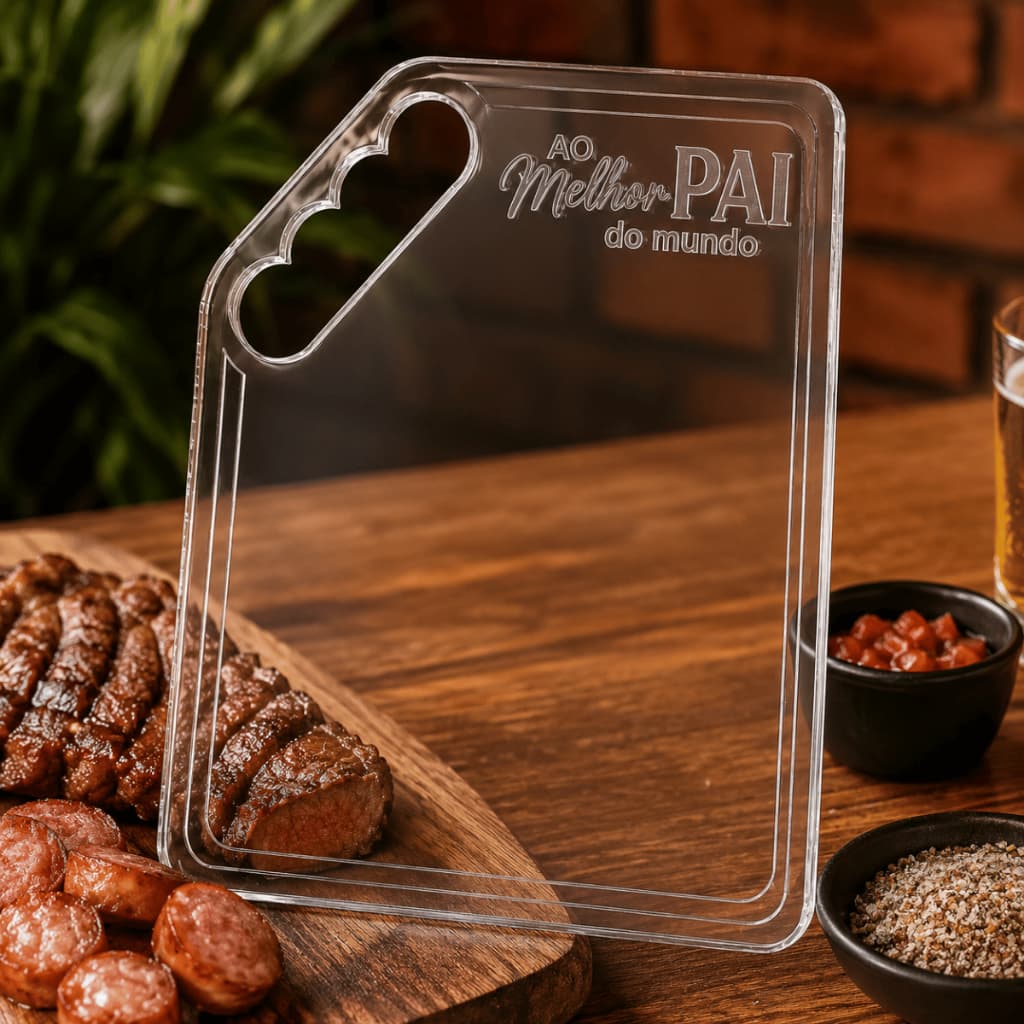 Tábua De Churrasco Personalizada Em Acrílico Presente Dia Dos Pais Para Corte Carne Frios