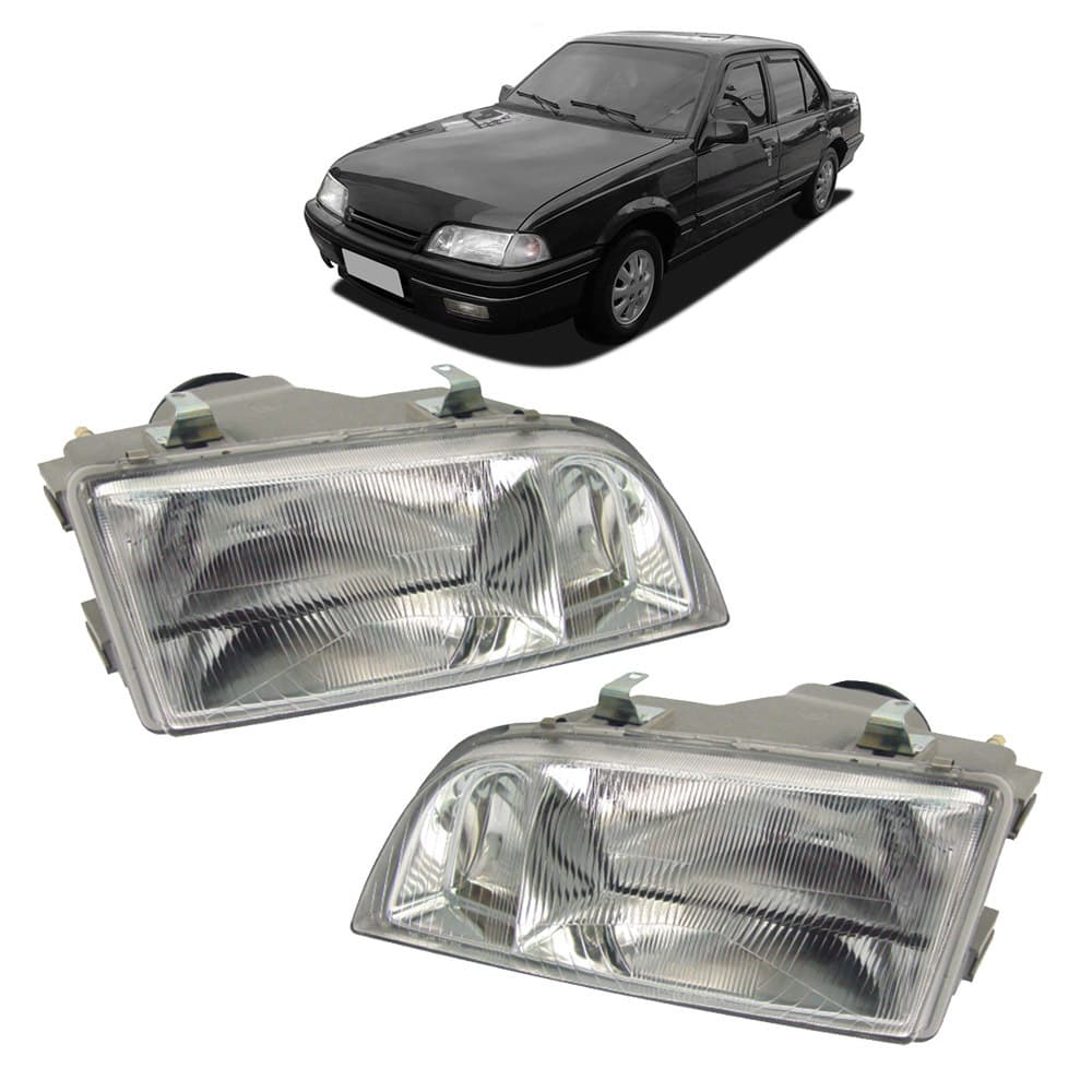 Farol Monza Tubarão 1991 Até 1996 Cromado Lente Raida Encaixe Cibie - Par Farol Monza 1991 1992 1993 1994 1995 1996