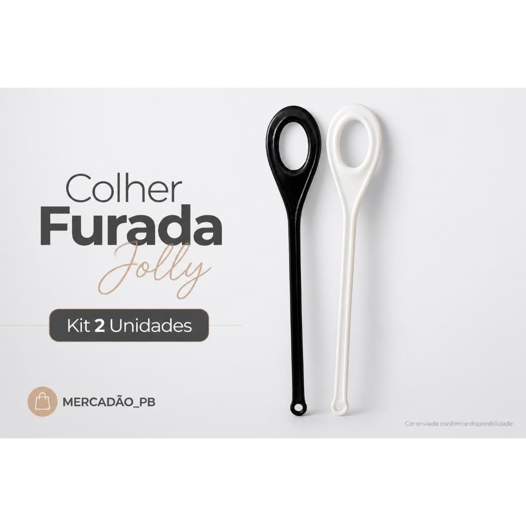 Kit 2 Colheres Furadas Cabo Longo Jolly Resistente 180°C Lava-Louças