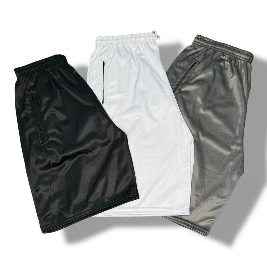 Kit 3 Bermudas Masculinas Básicas - DryFit - Malha Leve e Confortável