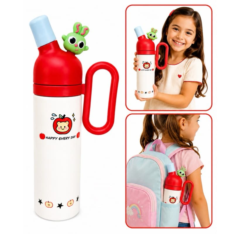 Garrafa Térmica Infantil 800 ML Com Canudo de Aço Inox Garrafa de Água Para Criança Menina Escola